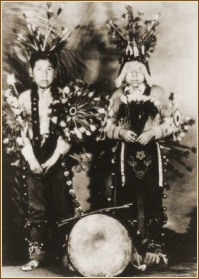 Photograph of young Otoe braves in native costume